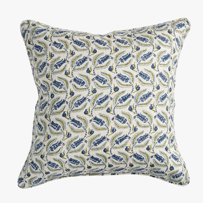 Broccato Moss Azure Pillow Cover