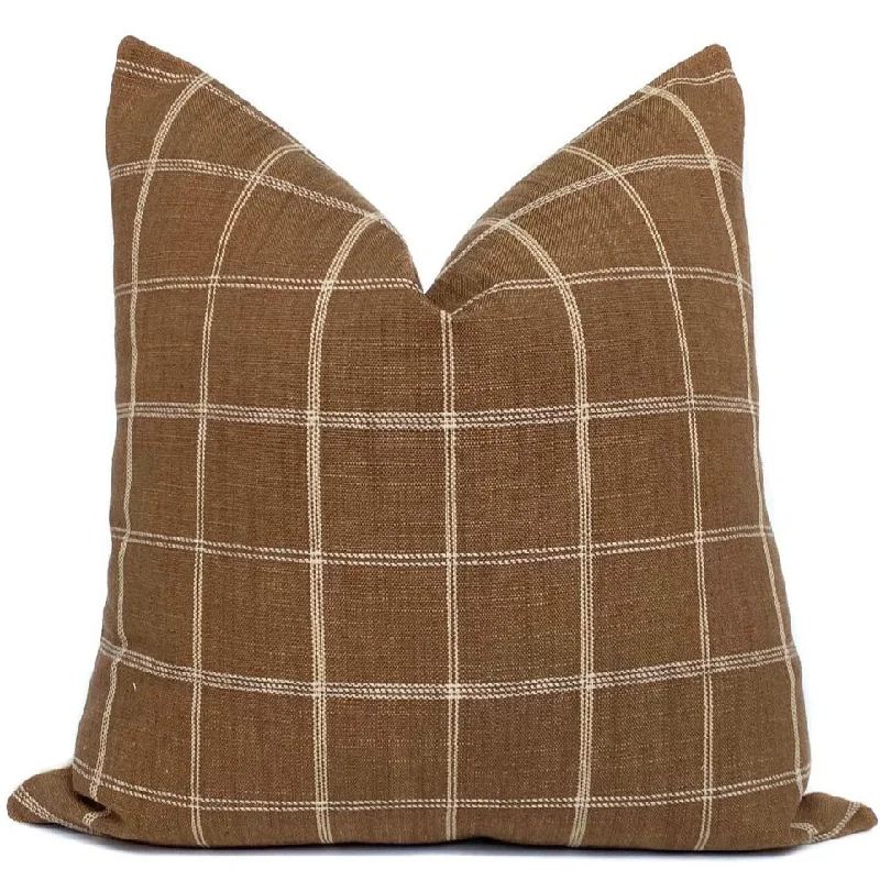 Rust Farmhouse Windowpane Pillow Cover