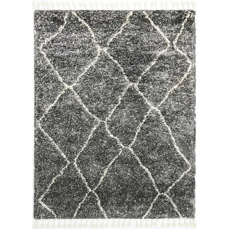 Argana Grey Patterned Shag Rug