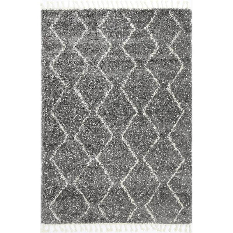 Argana Grey Patterned Shag Rug