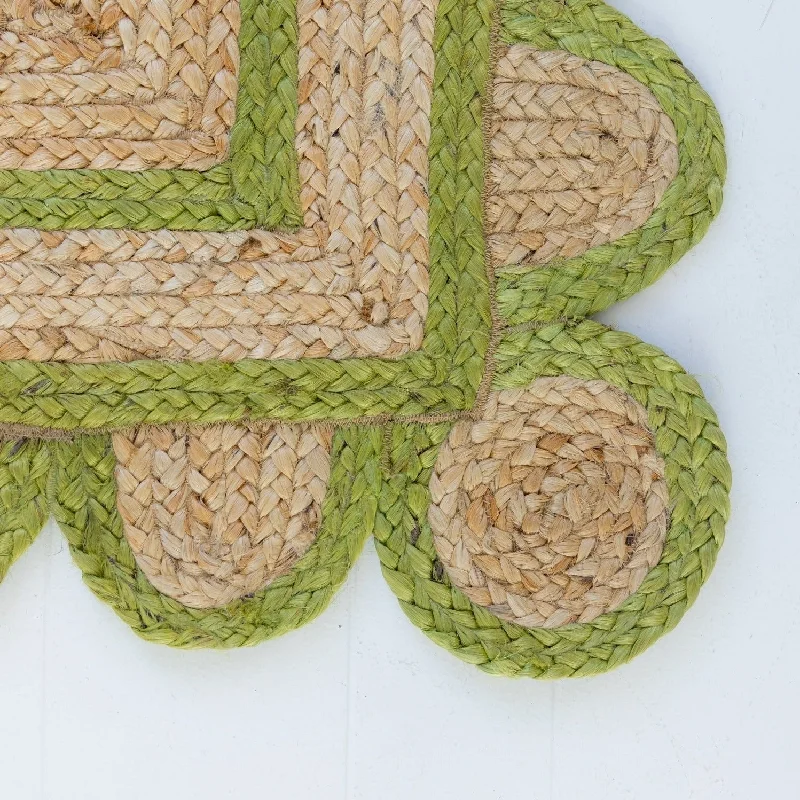 Grass Green Scalloped Jute Rug