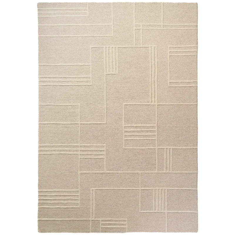 Harrington Blocks Cream Wool Rug