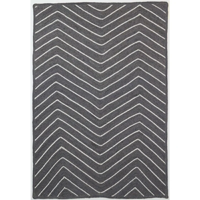 Jaipur Chevron Jute Rug Grey