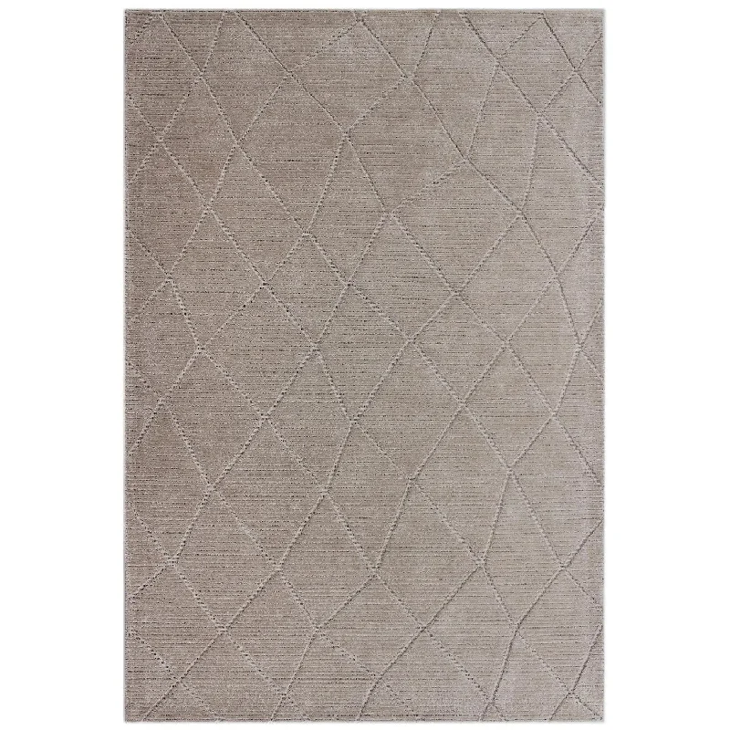 Lacey Abstract Diamond Beige Wool Rug