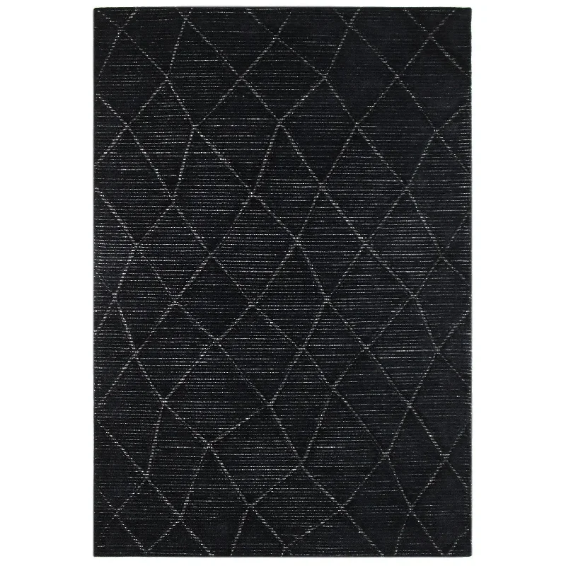 Lacey Abstract Diamond Charcoal Wool Rug