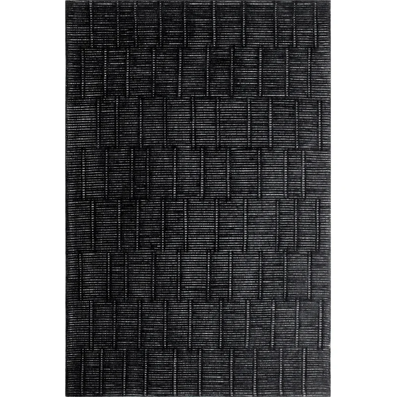 Lacey Abstract Stripe Charcoal Wool Rug