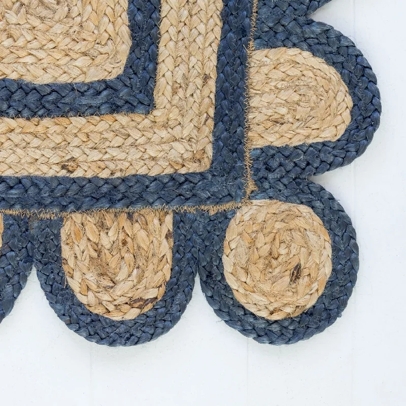 Navy Scalloped Jute Rug