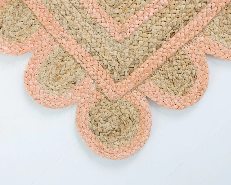 Peach Scalloped Jute Rug