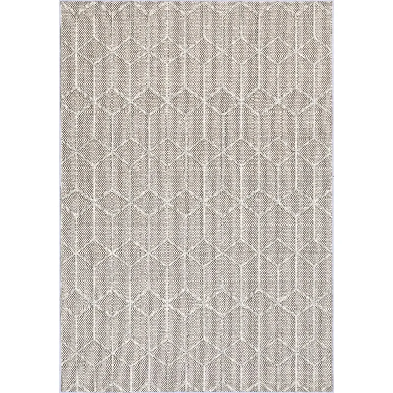 Port Villa Maemae Beige Geometric Flatweave Rug