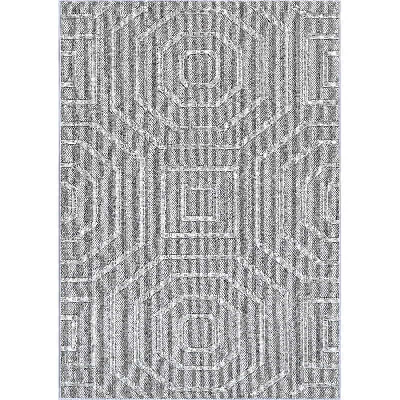 Port Villa Suri Ash Geometric Flatweave Rug