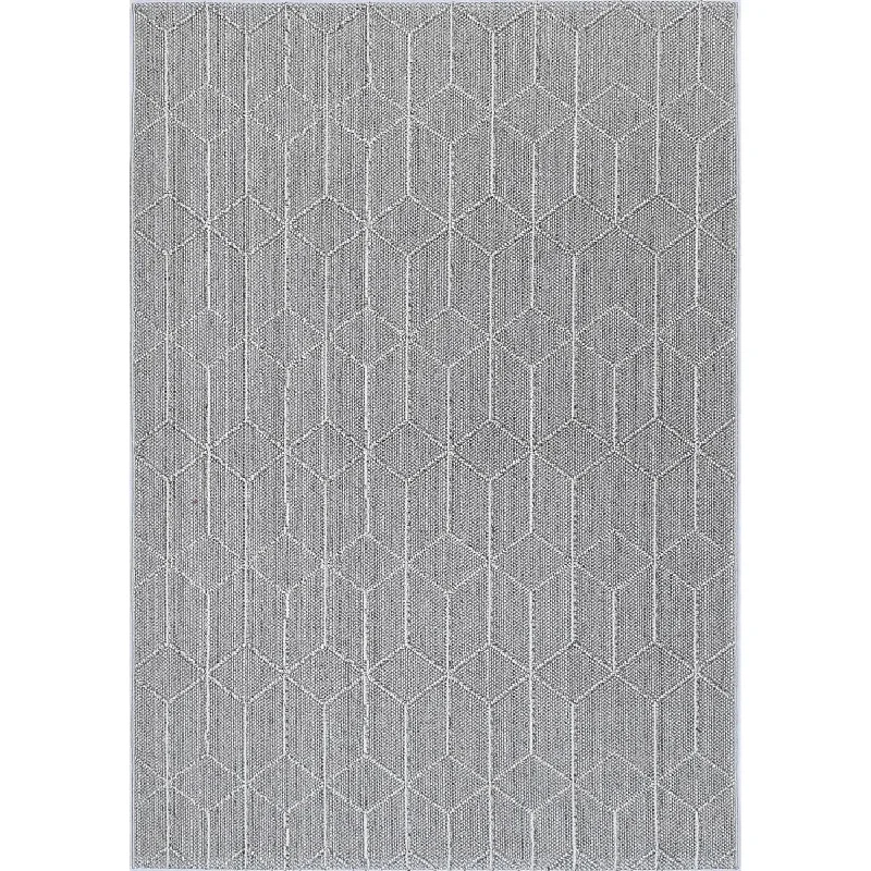 Port Villa Totori Ash Geometric Flatweave Rug