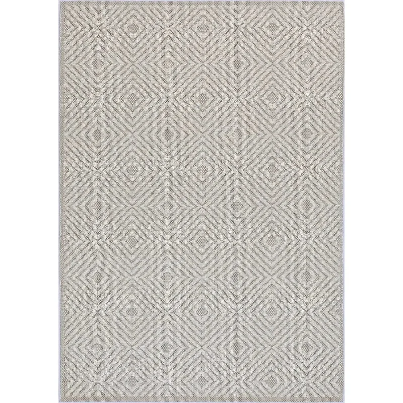 Port Villa Wickham Beige Geometric Flatweave Rug