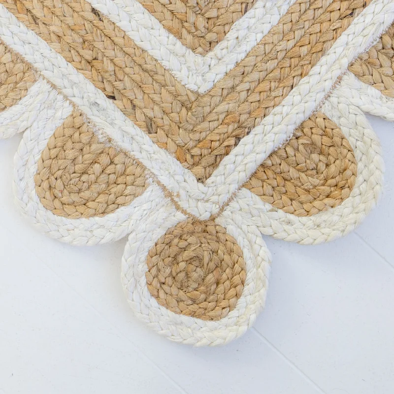 White Scalloped Jute Rug