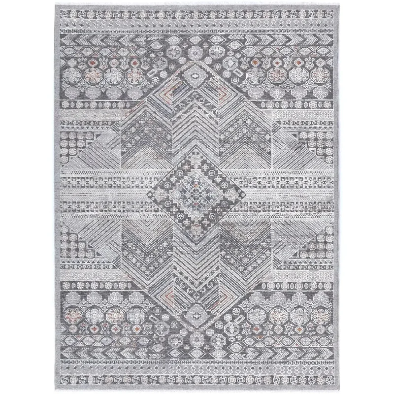 Zagros Aztec Motif Rug in Silver