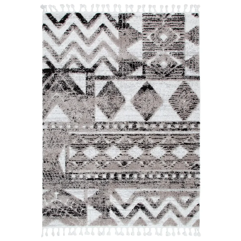 Zellige Tribal Grey Beige Rug