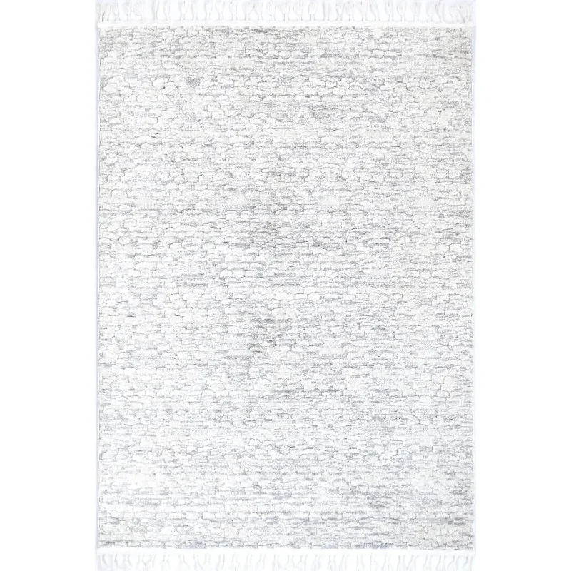 Zellige Plain White Grey Rug