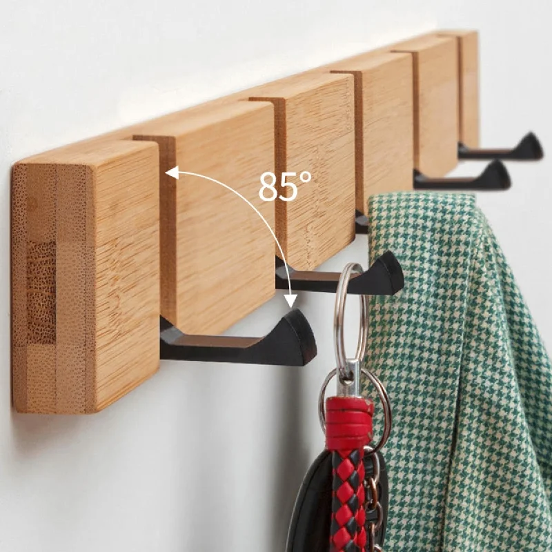 4/5/6 Hooks Wood Wall Hanger Coat Hooks Key Hook Holder Coat Hook Bedroom Door Hat Clothes Rack Hanger Kitchen Toilet Hook