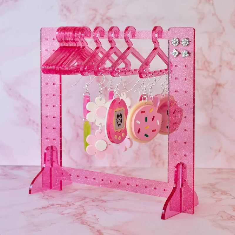 Clothing Rack Earring Hanger 2.0 - Clear Pink Shimmer