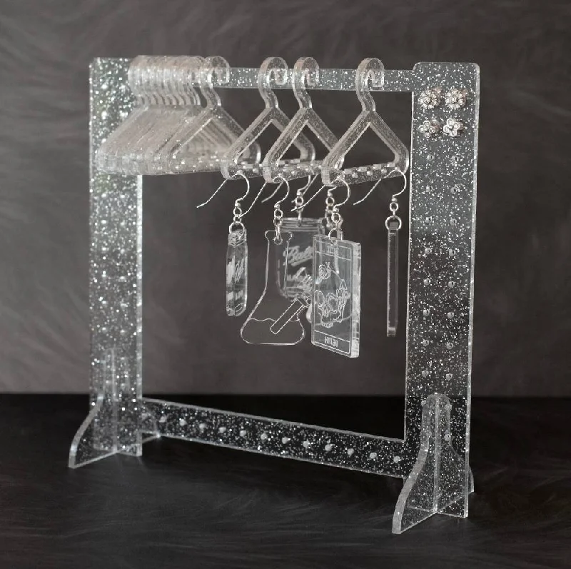 Clothing Rack Earring Hanger 2.0 - Clear Silver Shimmer