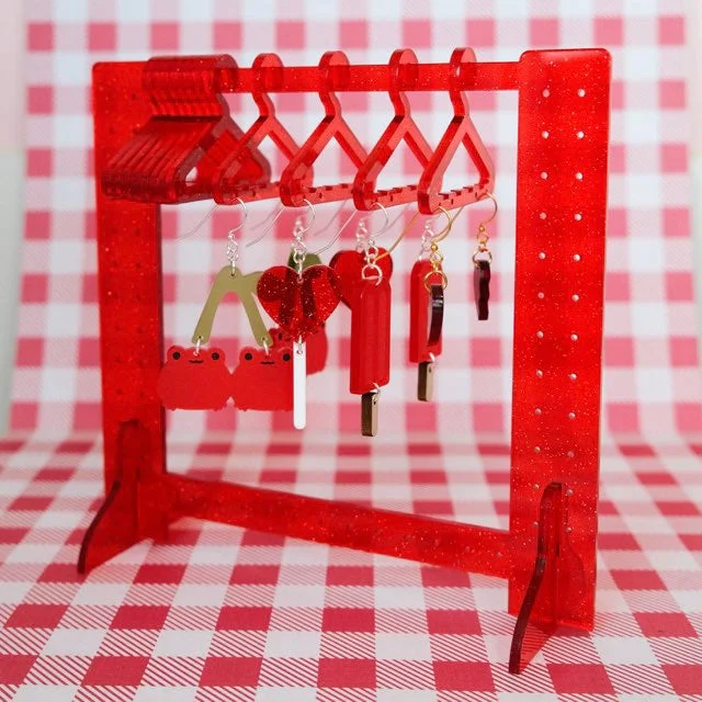 Clothing Rack Earring Hanger 2.0 - Red Shimmer