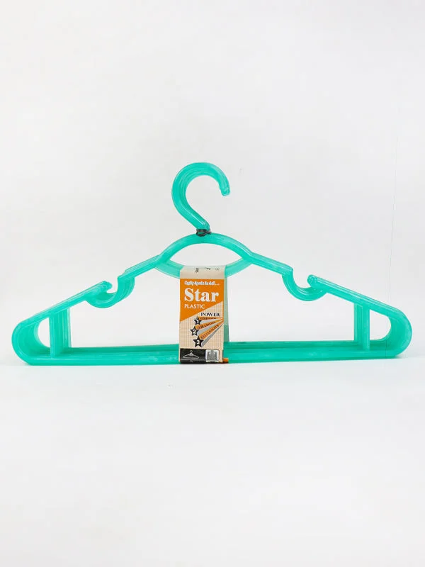 Plastic Clothes Hanger With Tie Rank Pack of 10 Sea Green