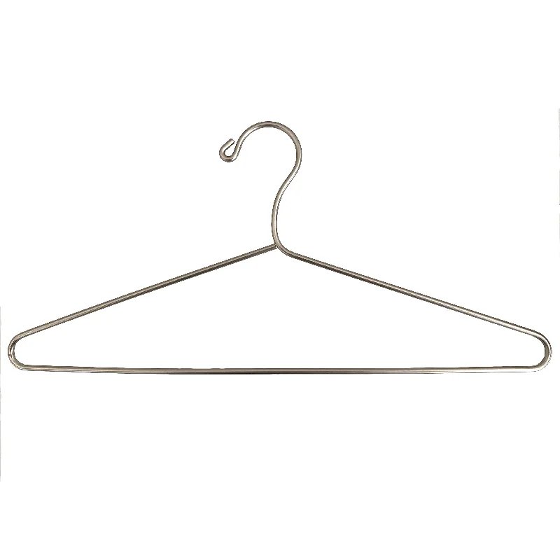 Elite Hotel Styled High-Quality Steel Standard Shaped Hangers w/ Pant Bar-Platinum Satin Finish