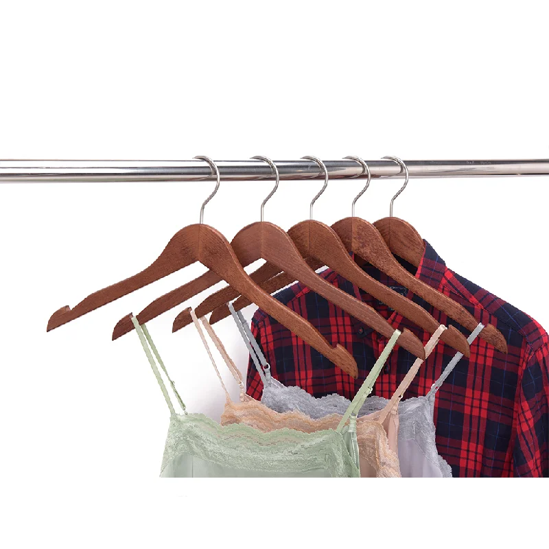 High-Grade Beech Wood Shirt Hanger Matte Walnut Finish