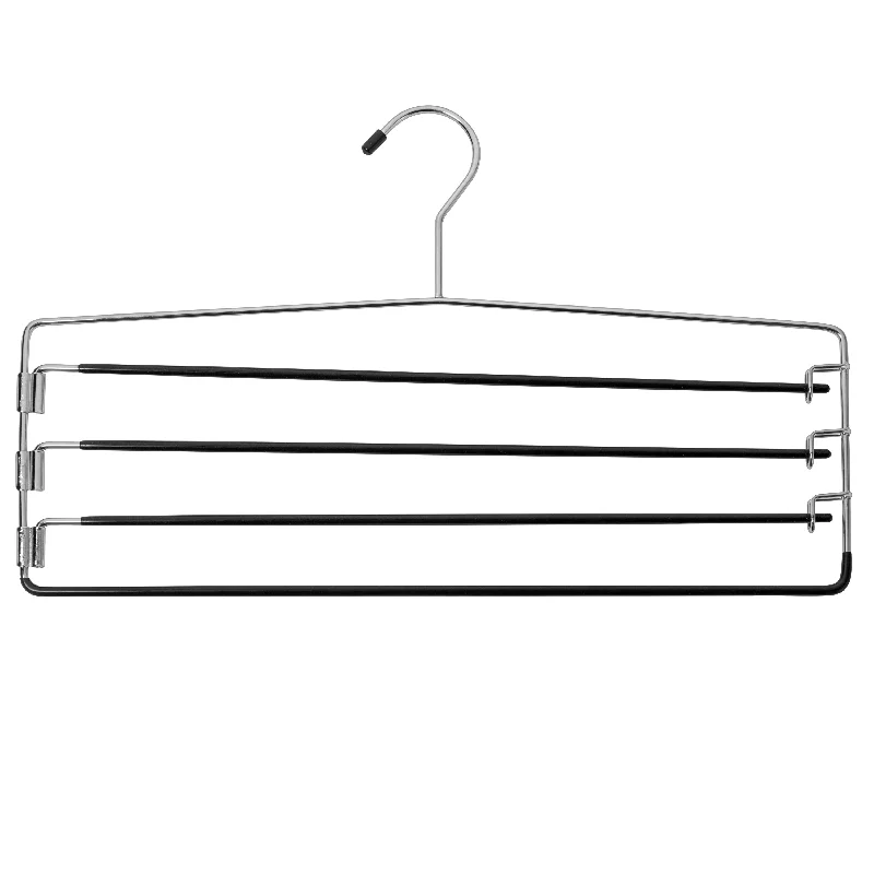 4 Tier Folding Hangers with Non-Slip Padded Bars-Chrome Steel