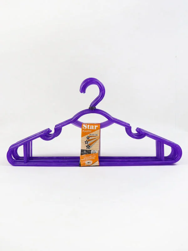 Plastic Clothes Hanger With Tie Rank Pack of 10 Dark Purple