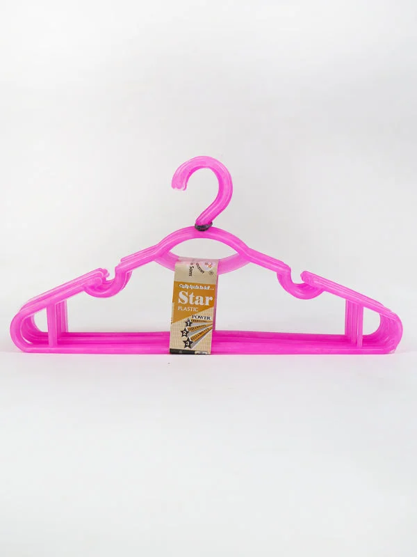 Plastic Clothes Hanger With Tie Rank Pack of 10 Pink