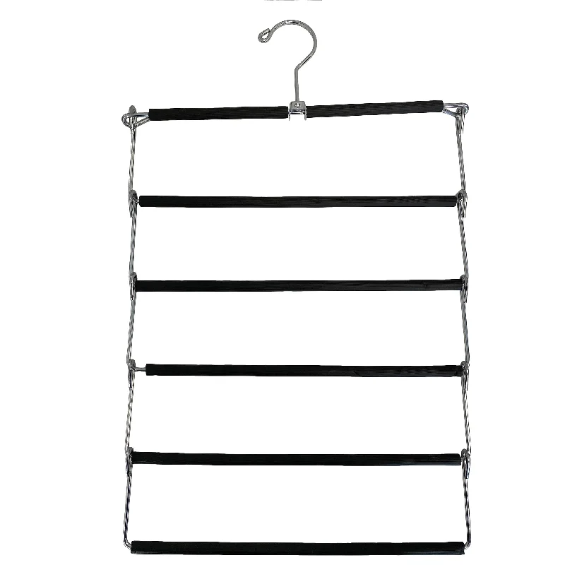 5 Tier Folding Hangers with Non-Slip Padded Bars-Chrome Steel