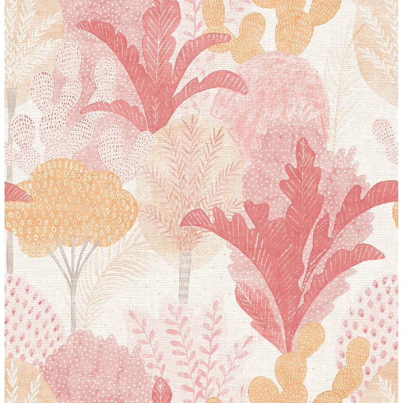 Ari Desert Oasis Wallpaper in Pink from the Pacifica Collection