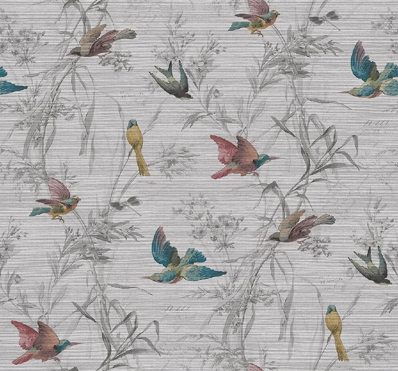 Birds Of Paradise Wallpaper in Sterling from the Sanctuary Collection