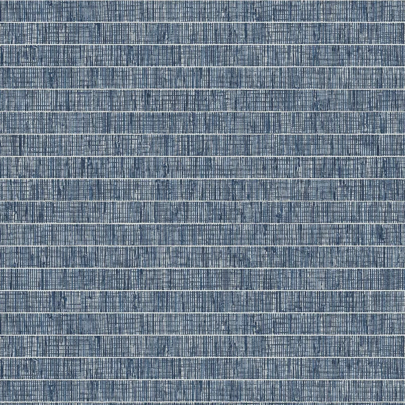 Blue Grass Band Grasscloth Wallpaper in Hosta Blue from the More Textures Collection