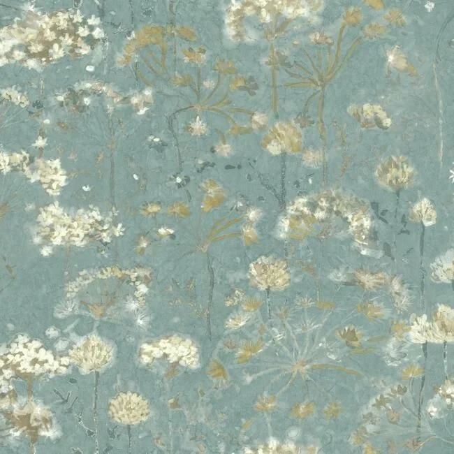 Botanical Fantasy Peel & Stick Wallpaper in Blue and Beige