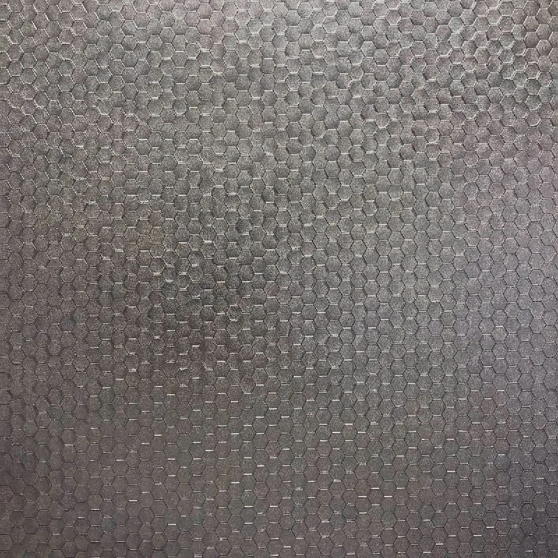 Carbon Honeycomb Geometric Wallpaper in Pewter from the Polished Collection