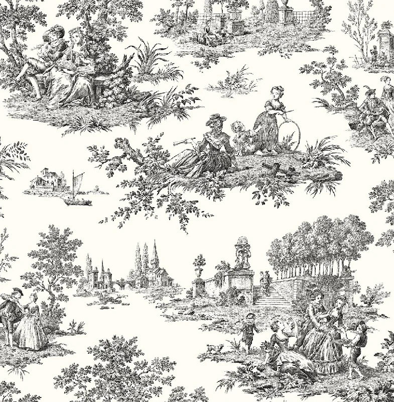 Chateau Toile Inkwell Peel-and-Stick Wallpaper