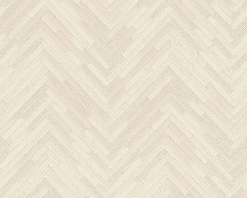 Cottage Wood Textured Wallpaper in Beige/Cream from the Versace IV Collection