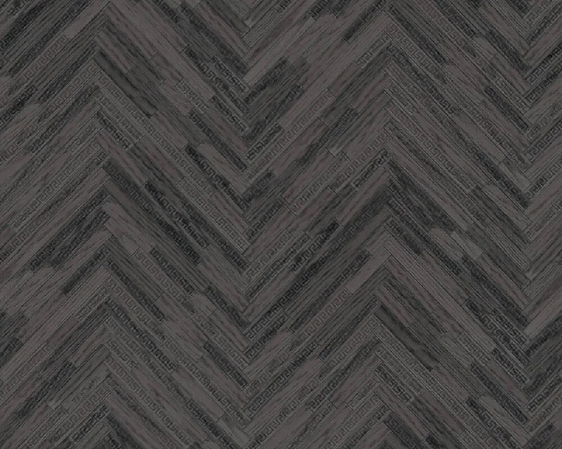 Cottage Wood Textured Wallpaper in Black/Grey from the Versace IV Collection