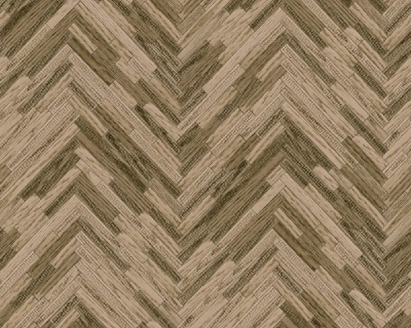 Cottage Wood Textured Wallpaper in Brown/Beige from the Versace IV Collection