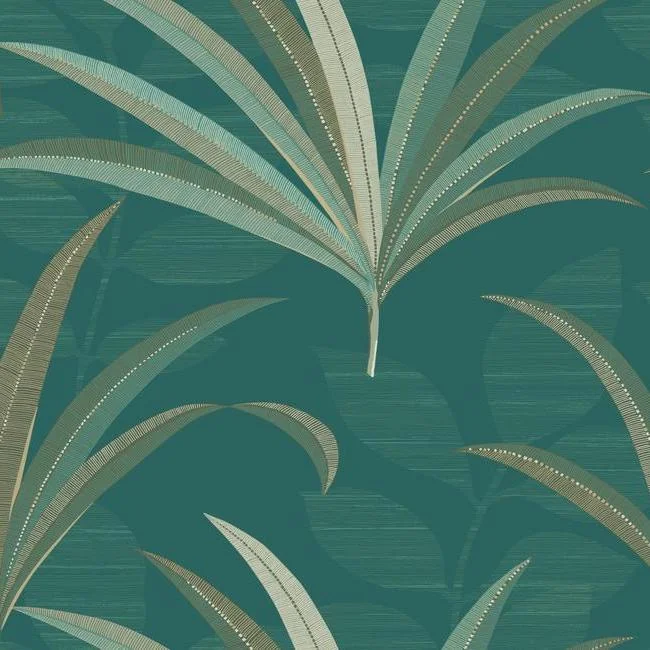 El Morocco Palm Wallpaper in Blue and Green from the Deco Collection