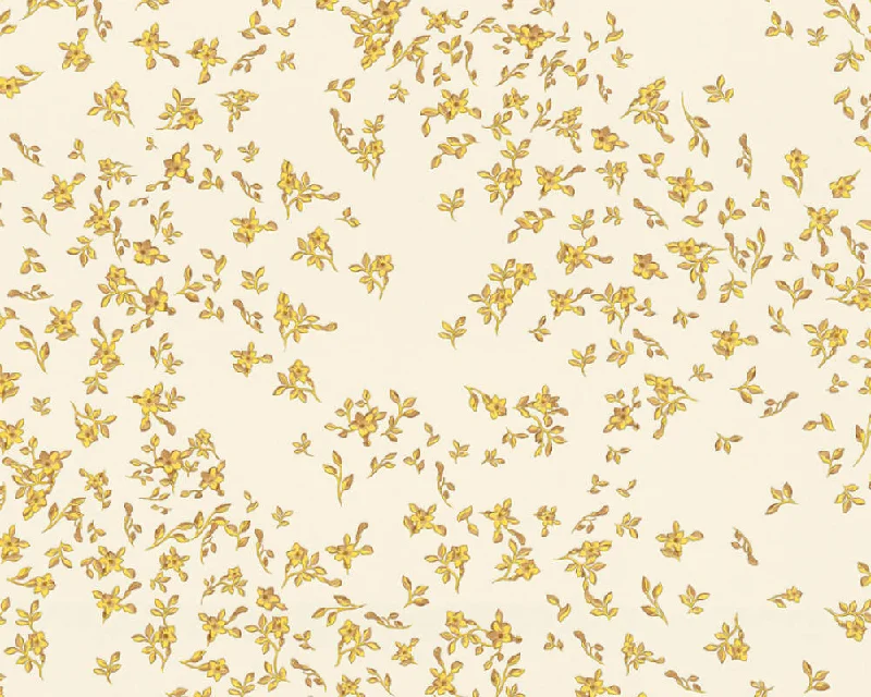 Floral Petite Textured Wallpaper in Beige/Yellow from the Versace IV Collection