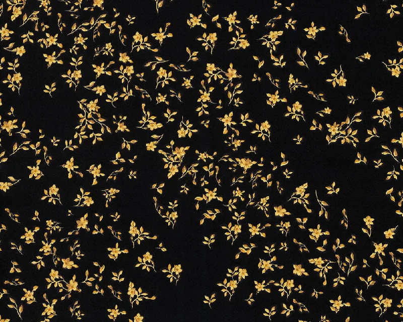 Floral Petite Textured Wallpaper in Black/Gold from the Versace IV Collection