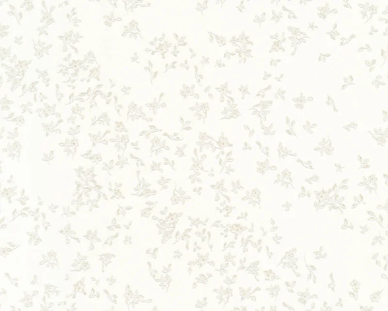 Floral Petite Textured Wallpaper in Cream from the Versace IV Collection