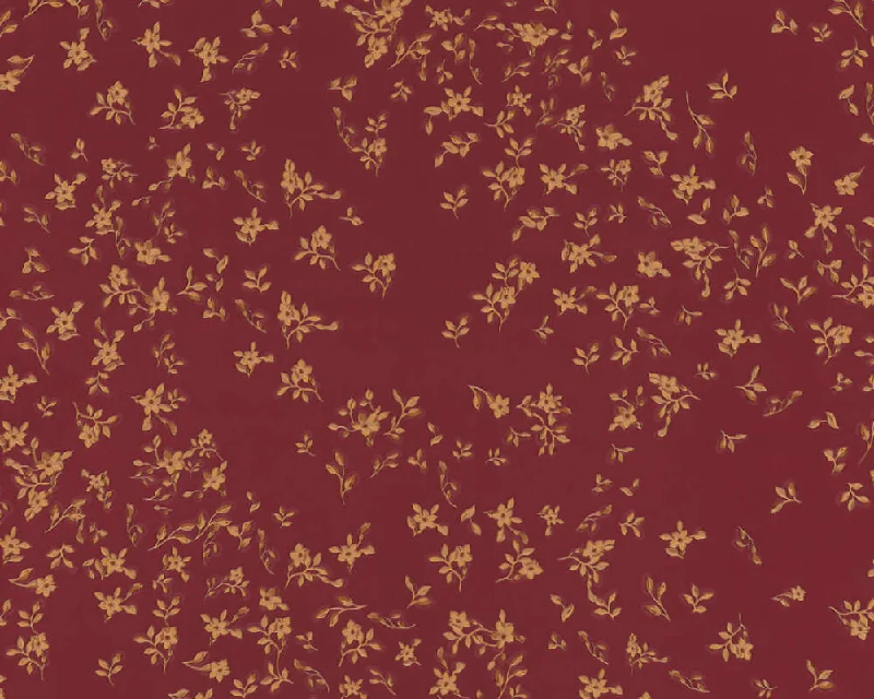 Floral Petite Textured Wallpaper in Red/Gold from the Versace IV Collection