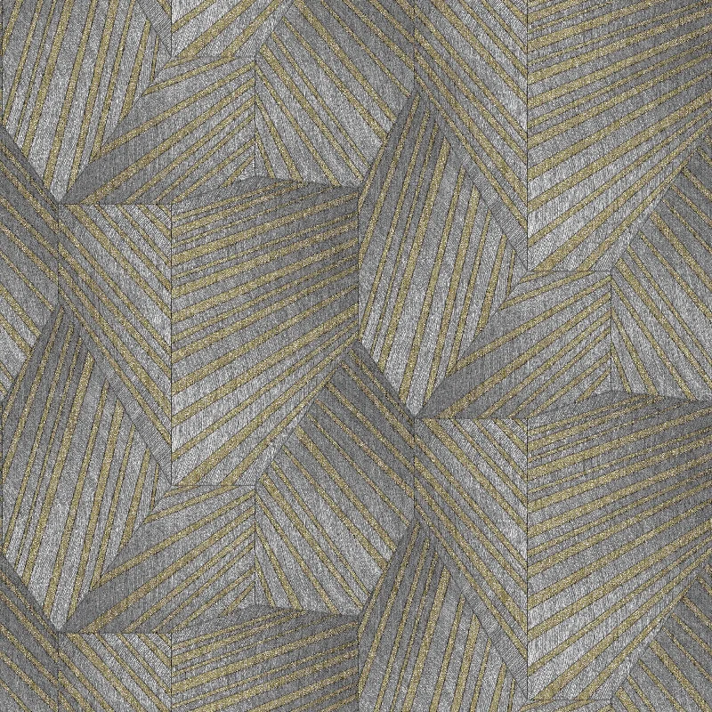 Geometric D Triangle Wallpaper in Grey/Gold from the ELLE Decoration Collection