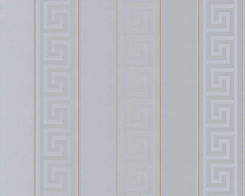 Geometric Stripes Textured Wallpaper in Gold/Silver from the Versace V Collection