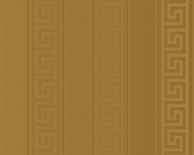 Geometric Stripes Textured Wallpaper in Gold from the Versace V Collection