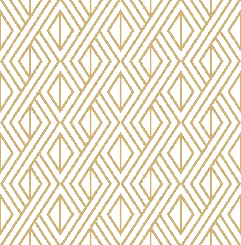 Gold Geo Peel-and-Stick Wallpaper in Gold and White