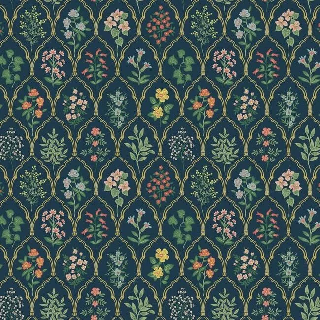 Hawthorne Wallpaper in Navy from the Rifle Paper Co. Collection